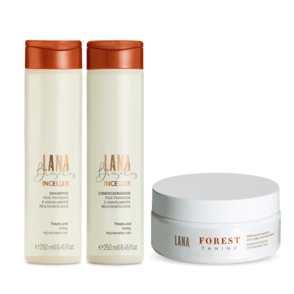 Inceller Shampoo e Condicionador 250ml + Forest Tanino Máscara 200g - lanabrasiles.com.br