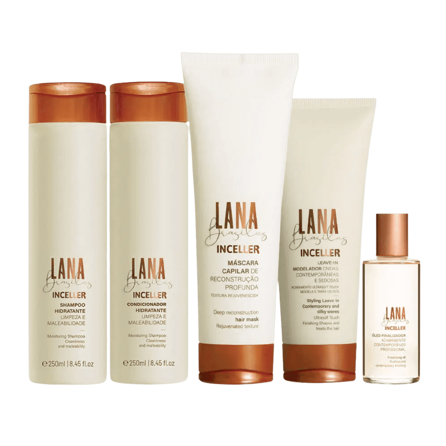 Kit Inceller Shampoo E Condicionador 250ml + Máscara 250ml + Leave In 200ml + Óleo 60ml - lanabrasiles.com.br