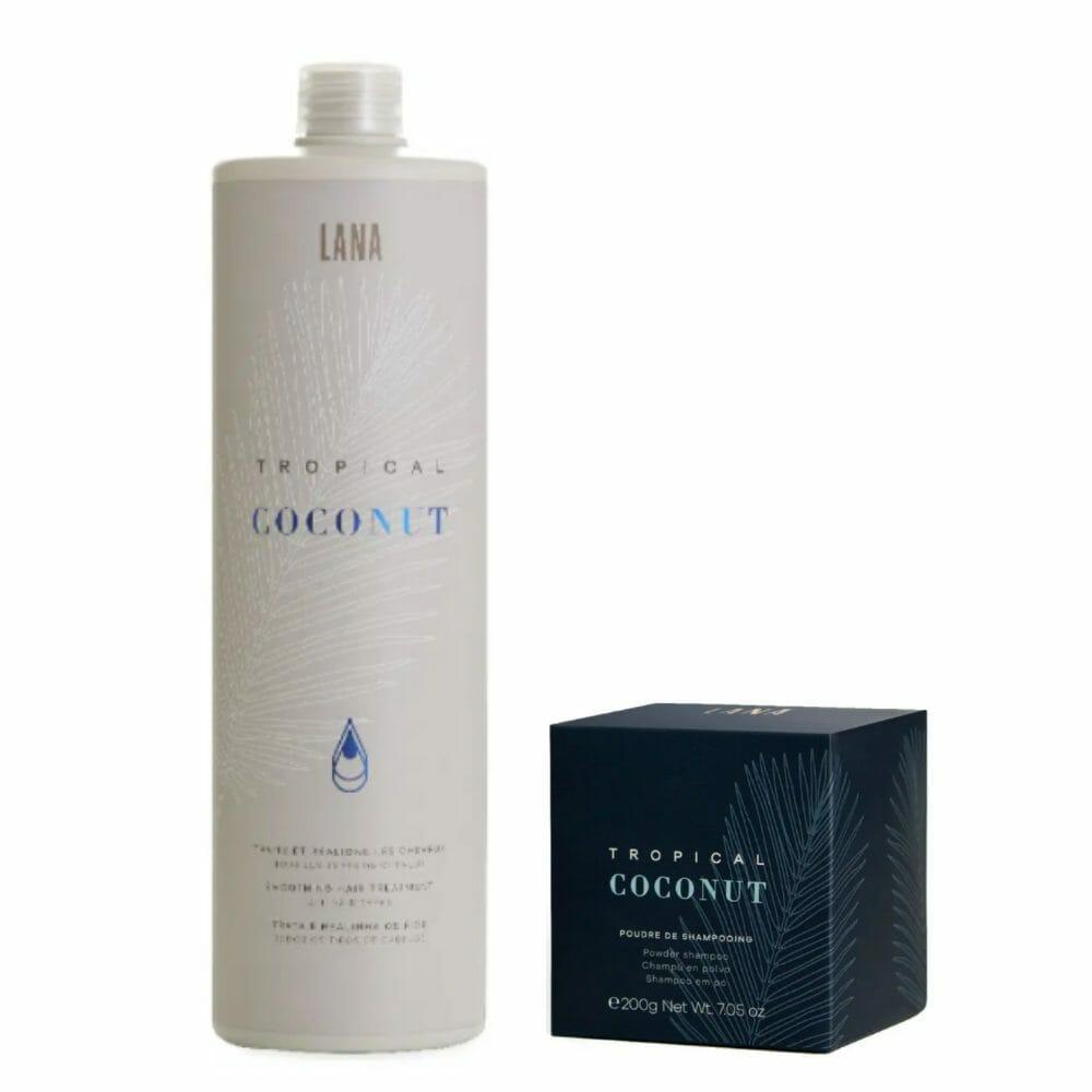 Tropical Coconut Tratamento Anti Frizz 1L + Shampoo em Pó 200g - lanabrasiles.com.br
