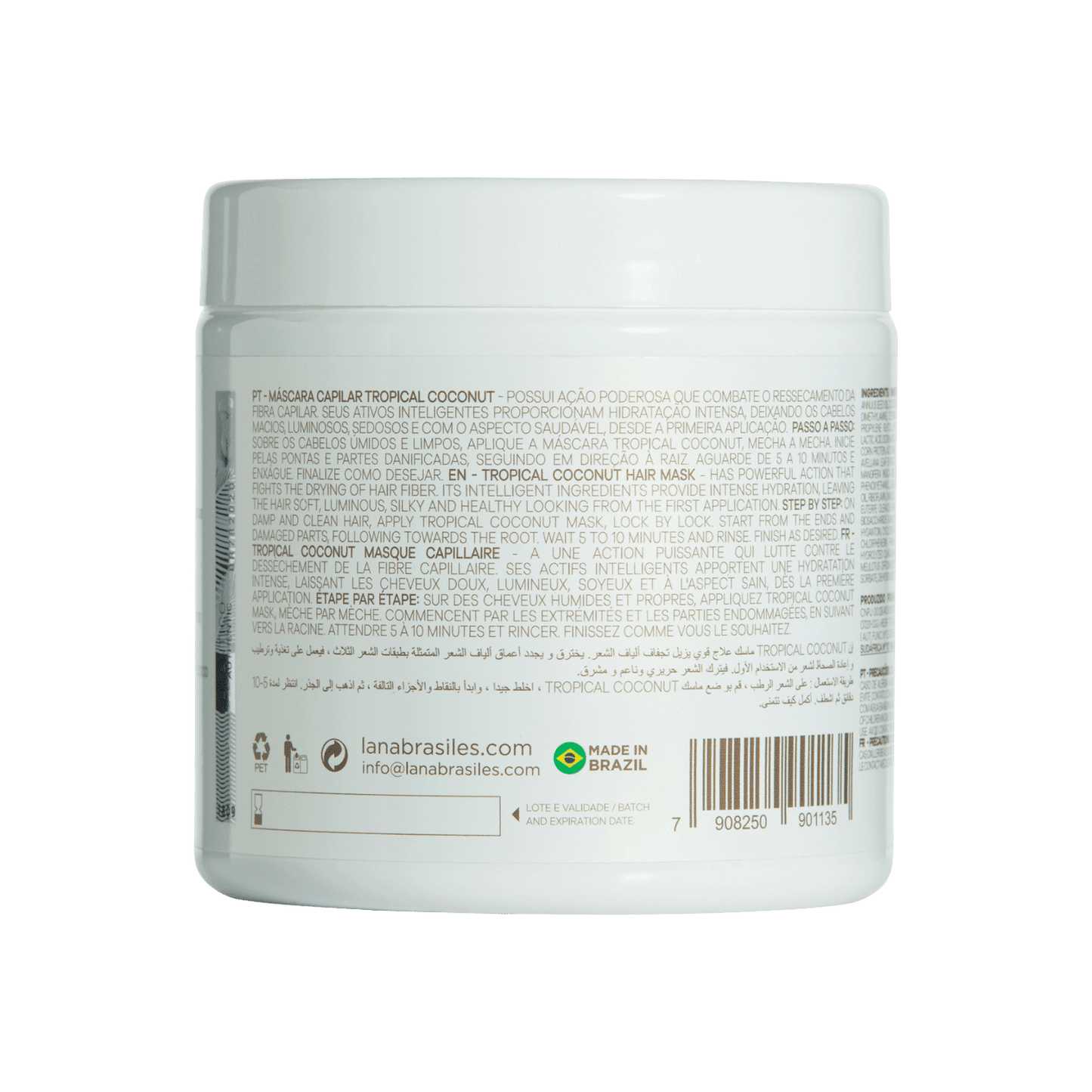 Máscara Tropical Coconut De Hidratação Intensiva – 500g - lanabrasiles.com.br