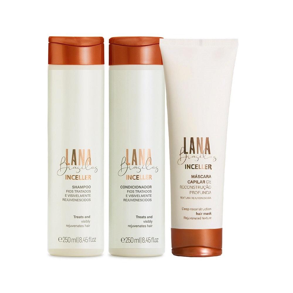 Inceller Shampoo e Condicionador 250ml + Máscara Reconstrução 250ml - lanabrasiles.com.br